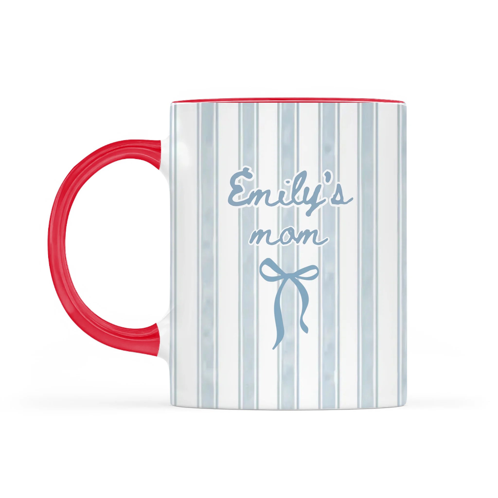 First Time Mom - Personalized Mug, Gift For New Mom, Blue Stripe Mug, Future Mom Gift, New Baby Gift For Mom