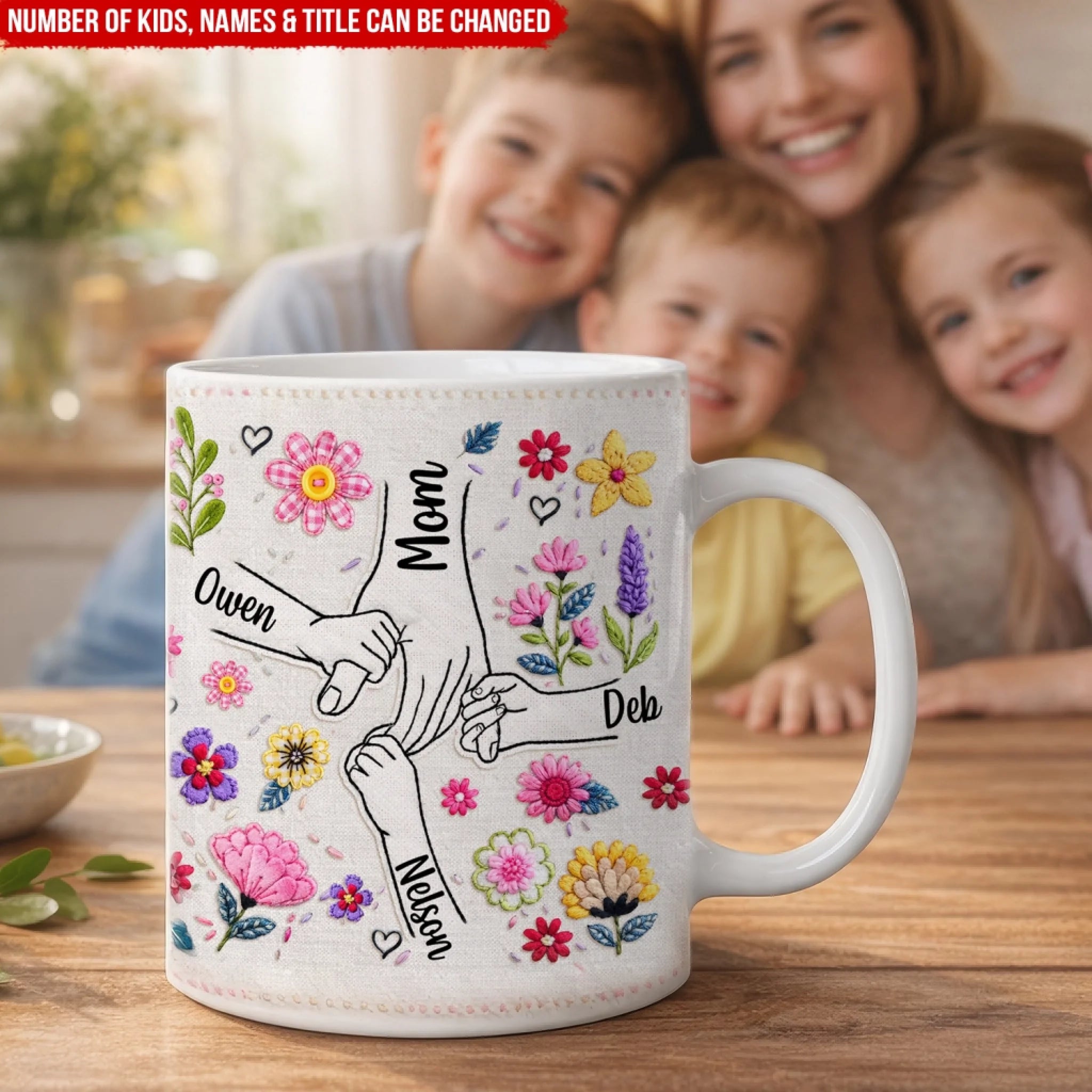 To The World You Are A Mom But To Us You Are the World - Personalized Mug, Gift For Mom, Mom’s Hands Holding Her Children Mug