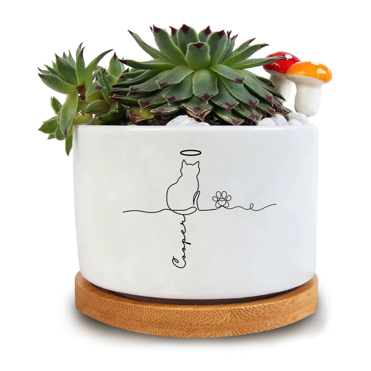 memorial plant pot Cat Line Never Forgotten - Personalized Plant Pot, Gift For Cat Lover,