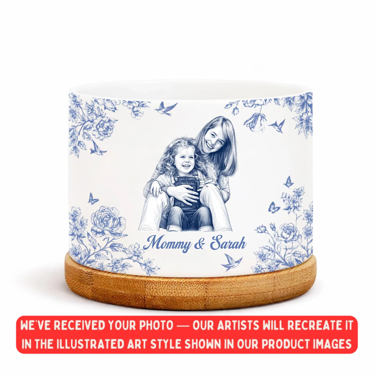 A Mother’s Love In Every Line - Personalized Plant Pot, Gift For Mom, Drawing Portrait From Photo