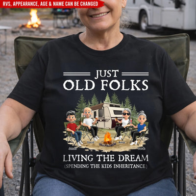 Living the Dream One Kid’s Inheritance At A Time - Personalized T-Shirt, Funny Camping Gift For Old Parents, Grandparents, Gift For Camping Lovers