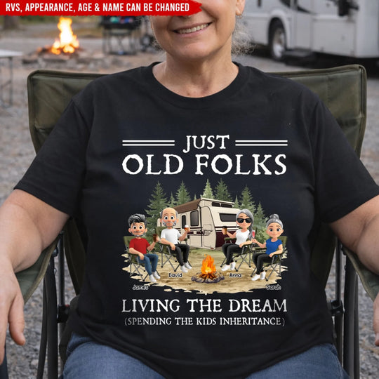 Living the Dream One Kid’s Inheritance At A Time - Personalized T-Shirt, Funny Camping Gift For Old Parents, Grandparents, Gift For Camping Lovers