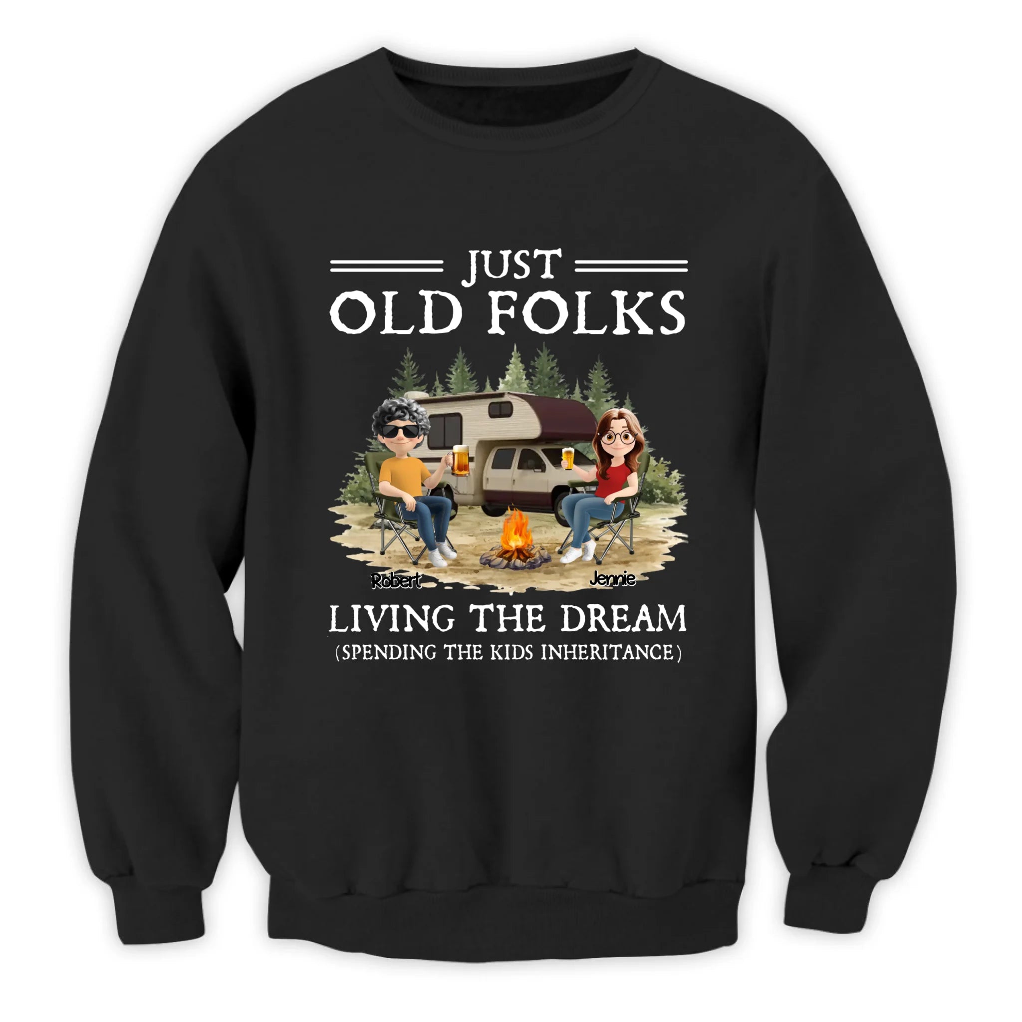 Living the Dream One Kid’s Inheritance At A Time - Personalized T-Shirt, Funny Camping Gift For Old Parents, Grandparents, Gift For Camping Lovers