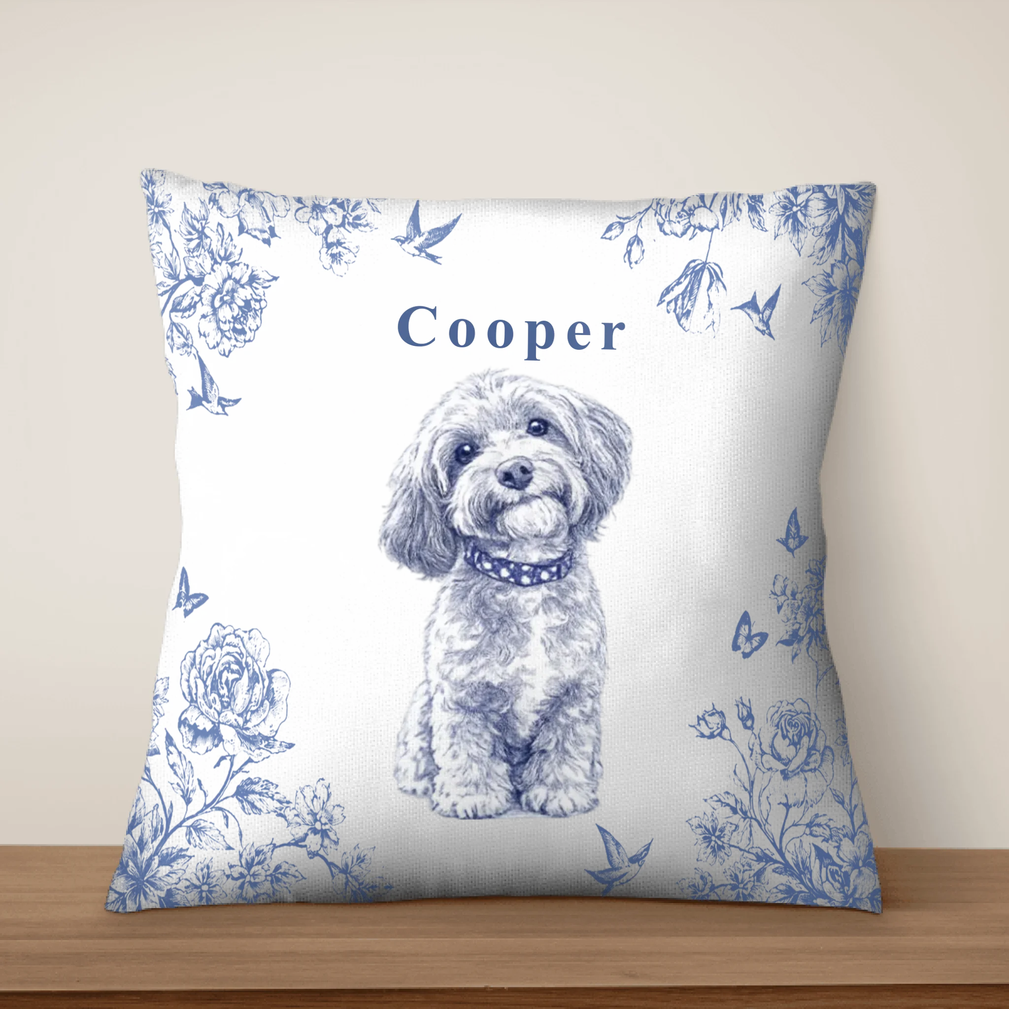 Fur-ever My Best Friend - Personalized Pillow, Gift For Pet Lovers,  Toile De Jouy Line Art