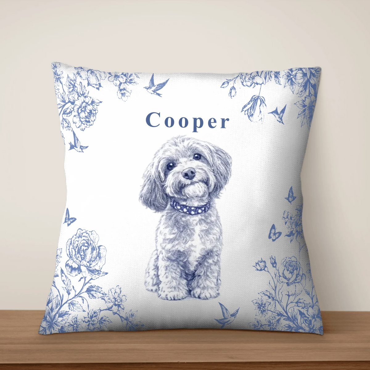 Fur-ever My Best Friend - Personalized Pillow, Gift For Pet Lovers,  Toile De Jouy Line Art
