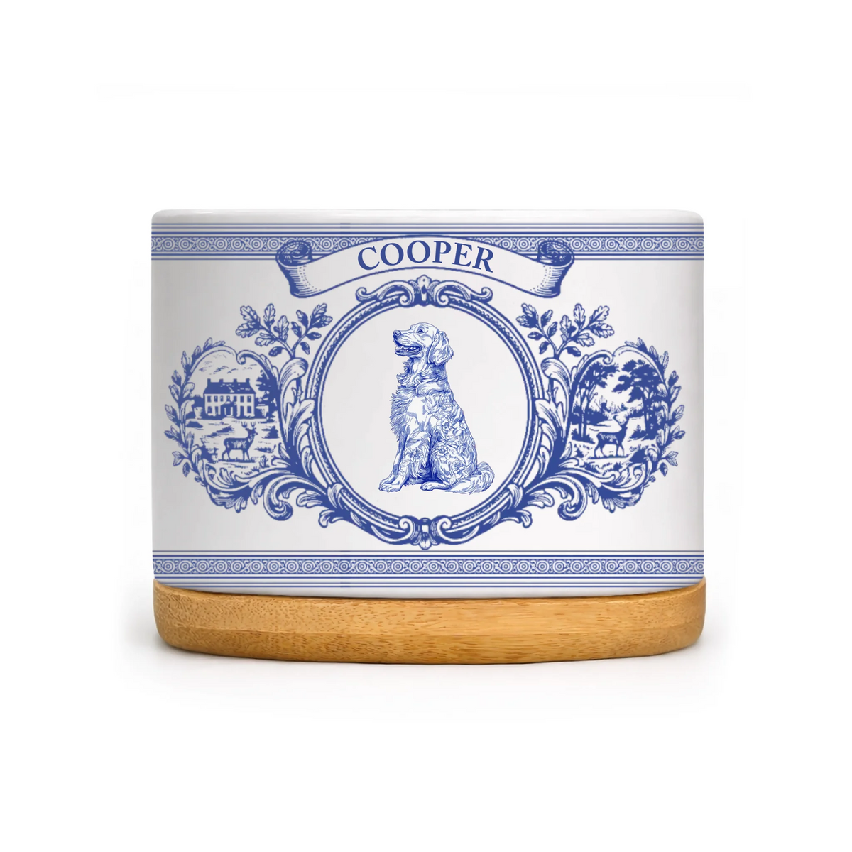 Vintage Pet Chinoiserie Toile De Jouy Art - Personalized Plant Pot, Custom Pet Art, Gift for Pet Lovers, Pet Custom Gift