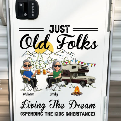 The Best Memories Are Made Camping Funny Old Folks Living The Dream - Personalized Decal, Funny Camping Gift For Old Parents, Grandparents, Camping Lovers
