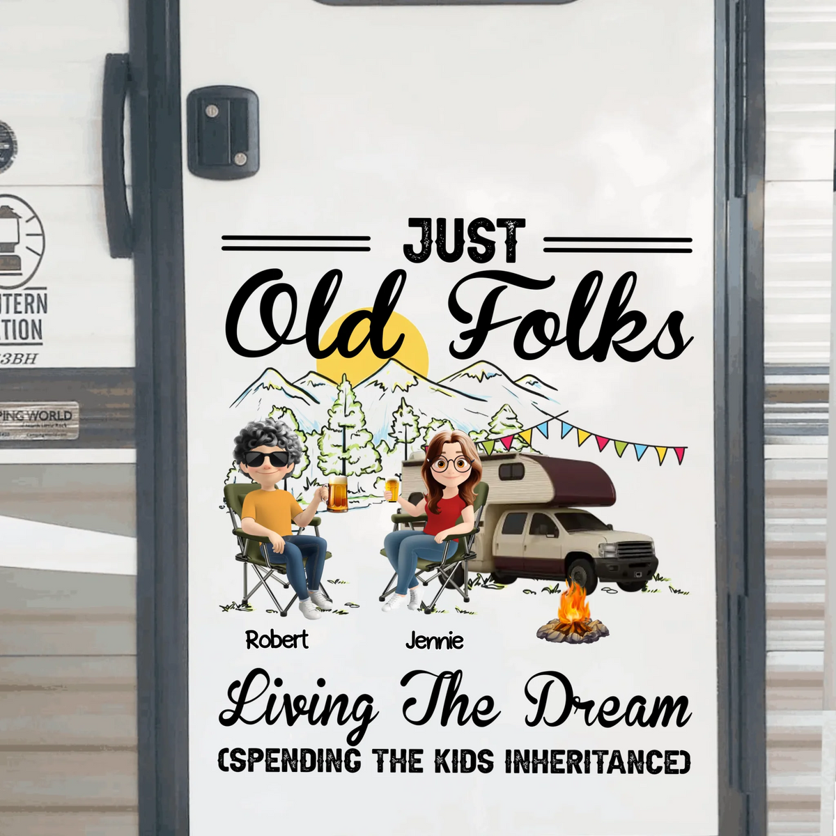 The Best Memories Are Made Camping Funny Old Folks Living The Dream - Personalized Decal, Funny Camping Gift For Old Parents, Grandparents, Camping Lovers