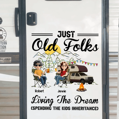 The Best Memories Are Made Camping Funny Old Folks Living The Dream - Personalized Decal, Funny Camping Gift For Old Parents, Grandparents, Camping Lovers