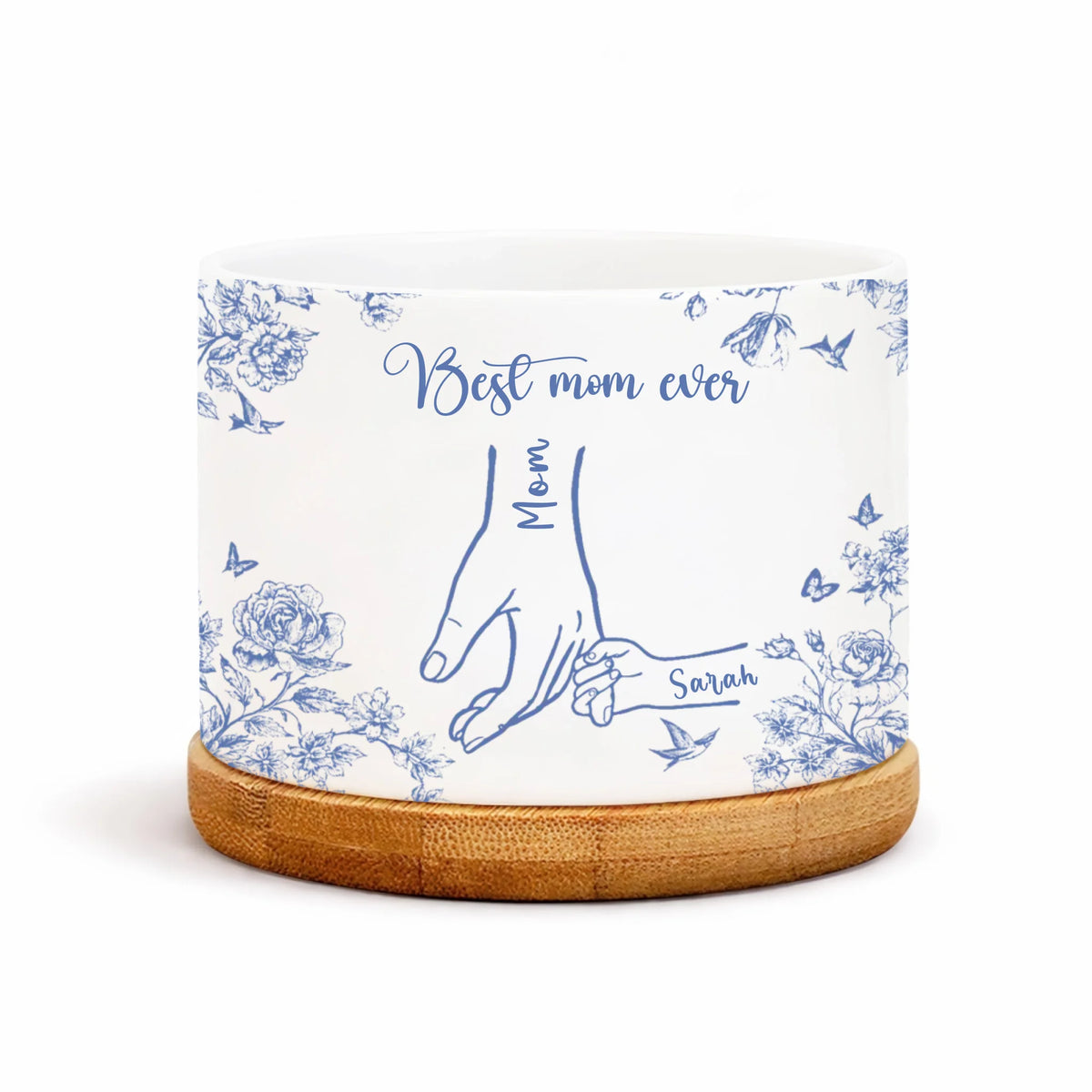 Hand In Hand, Heart To Heart - Personalized Plant Pot, Gift For Mom, Mom Holding Kid’s Hands, Mom Kids Always Connect