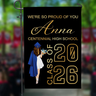 We're So Proud Of You - Personalized Garden Flag, Gift For Graduation