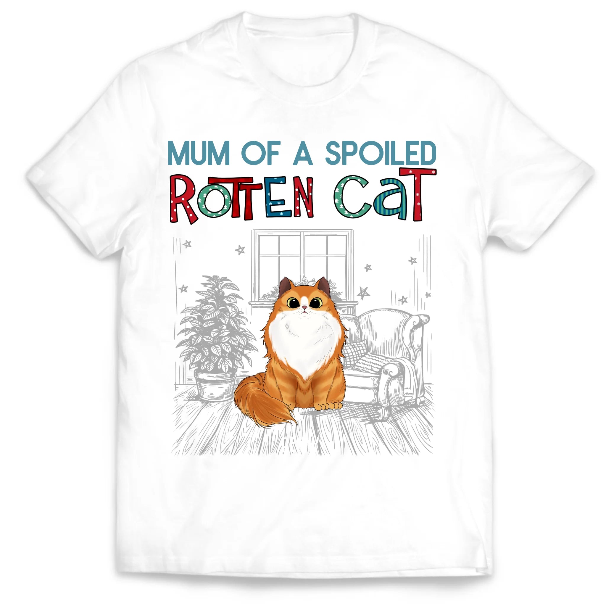Mom Of Spoiled Rotten Cats - Personalized T-Shirt, Gift For Cat Mom, Cat Dad, Funny Mom Dad Gift Shirt