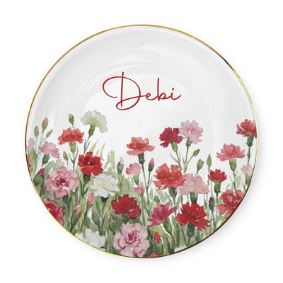 Watercolor Birth Month Flower - Personalized Jewelry Dish, Birthday Jewelry Dish, Custom Ring Trinket Dish