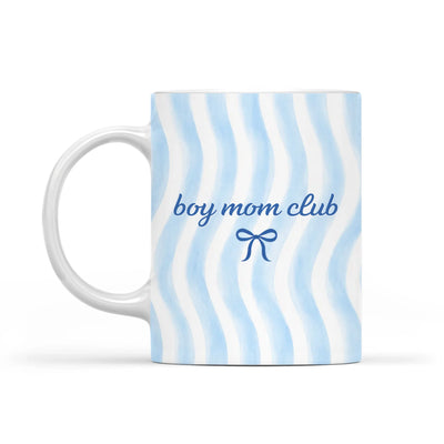 Boy Mom Club - Personalized Mug, Gift For Mom, Blue Stripe Mug Coquette Gift