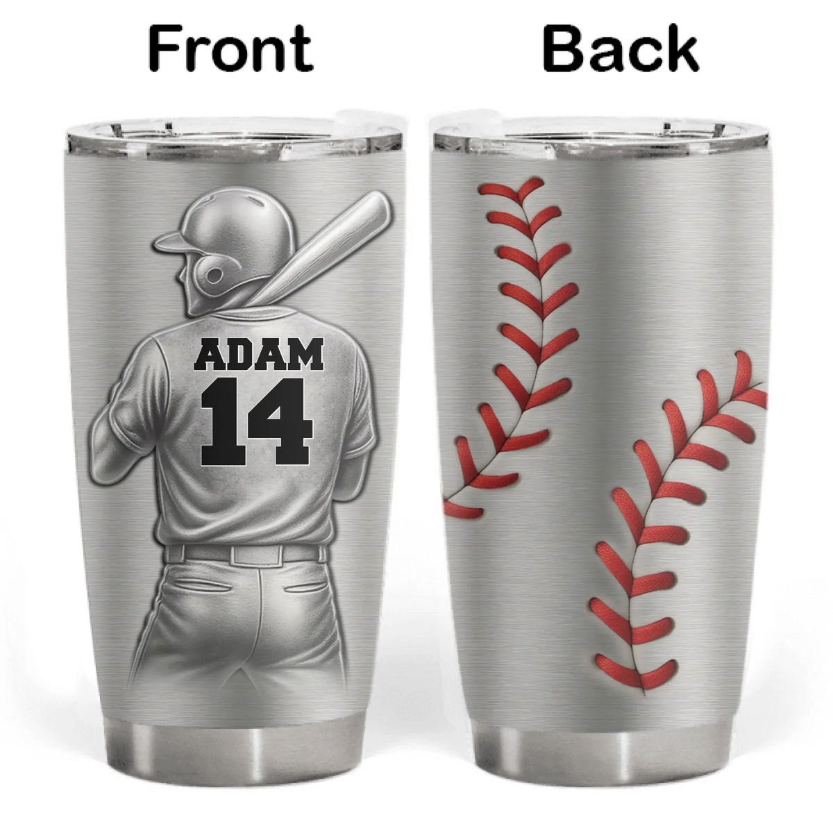 Personalized baseball tumbler with player name and number - custom gift for baseball lover