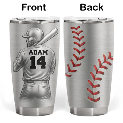 Personalized baseball tumbler with player name and number - custom gift for baseball lover