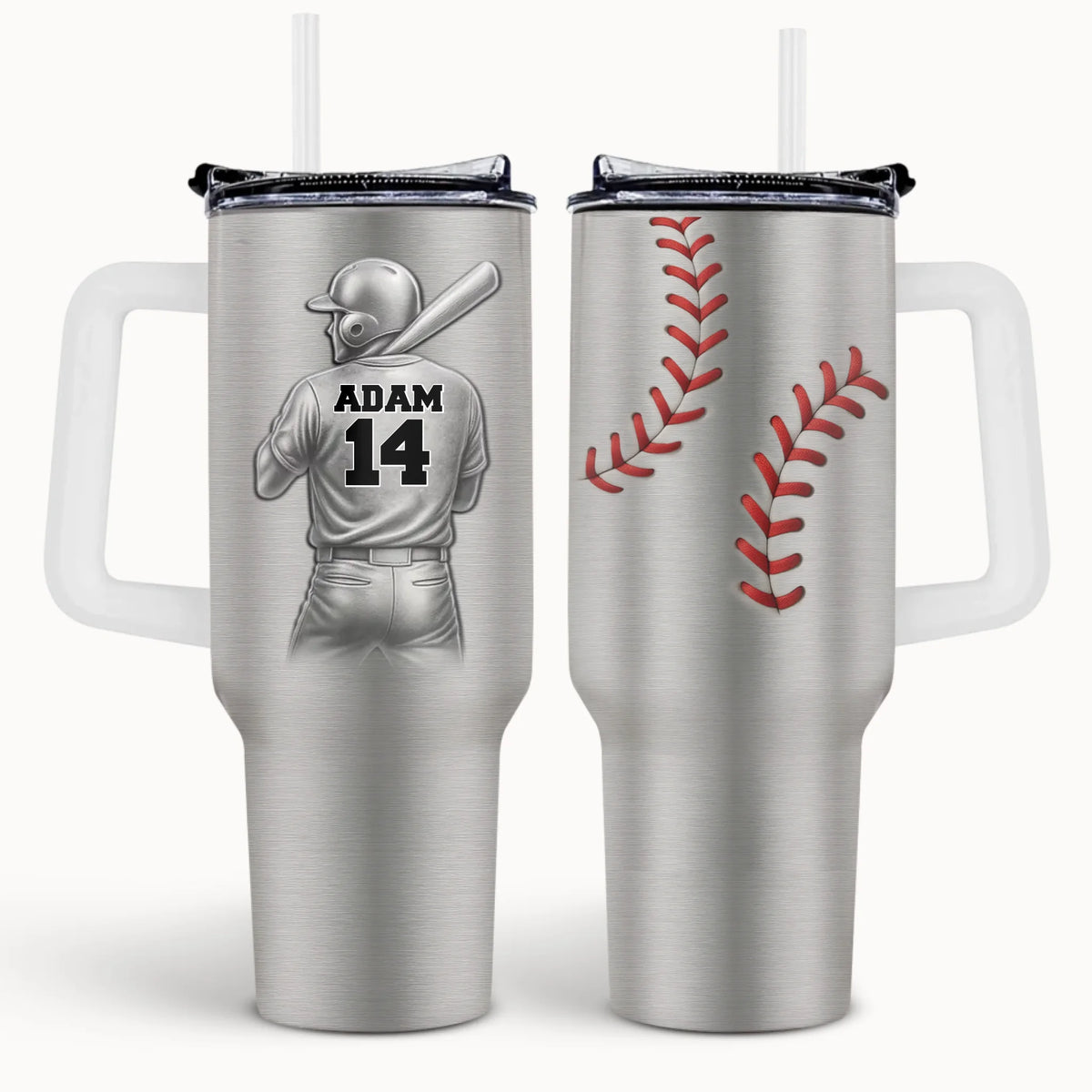 Baseball Player With Name &amp; Number - Personalized Tumbler, Gift For Baseball Lover