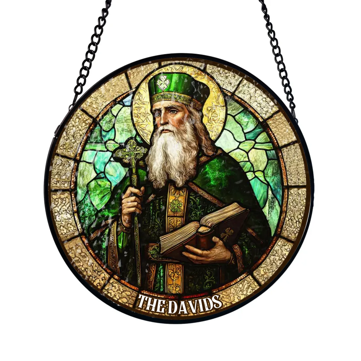 Saint Patrick - Personalized Window Stained Glass, Window Suncatcher, St. Patrick's Day Home Decor, Irish Gift, Lucky Gift
