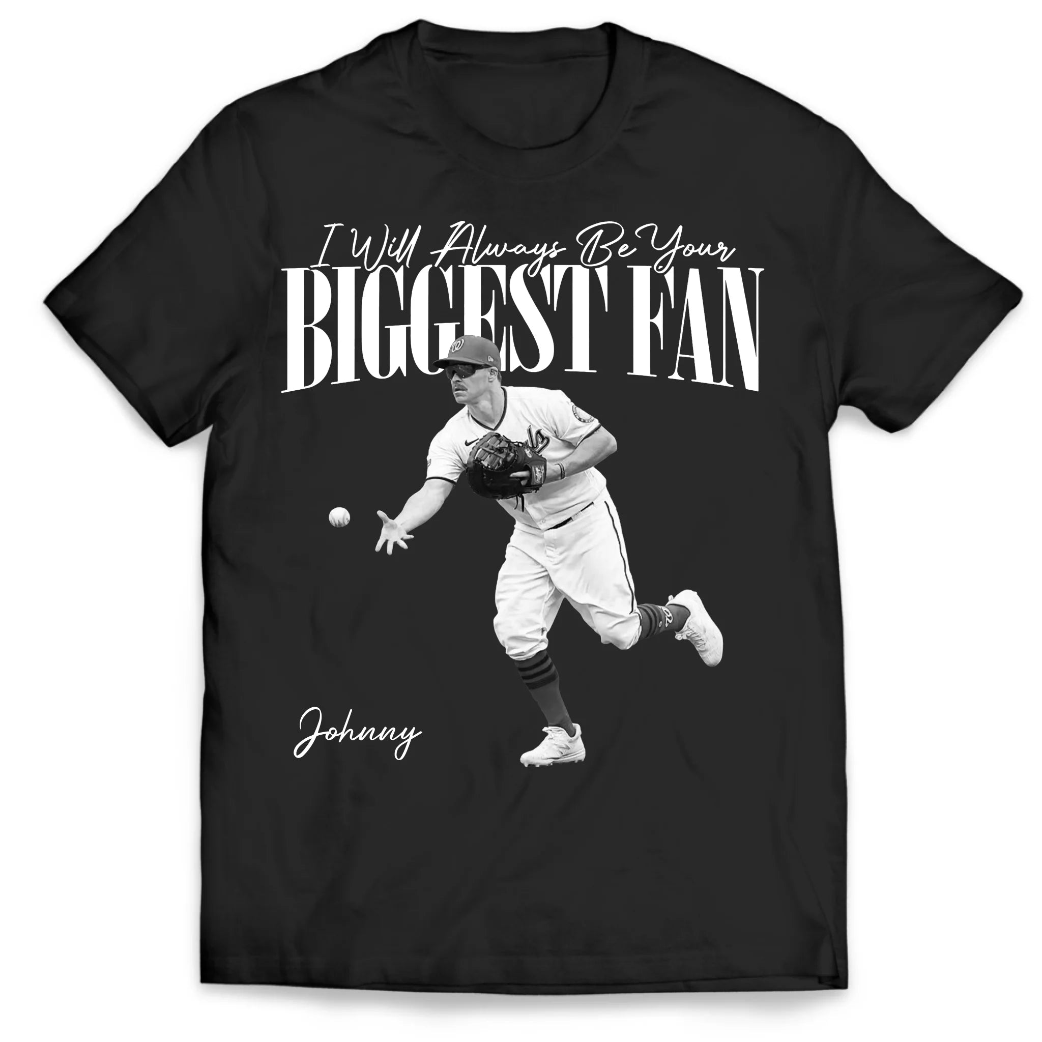 I'll Always Be Your Biggest Fan Custom Your Photo - Personalized T-Shirt, Gift For Baseball Lovers, Retro Bootleg Shirt For Baseball Lover