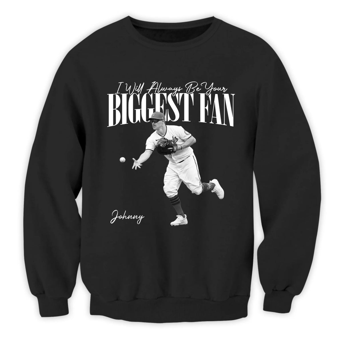 I'll Always Be Your Biggest Fan Custom Your Photo - Personalized T-Shirt, Gift For Baseball Lovers, Retro Bootleg Shirt For Baseball Lover