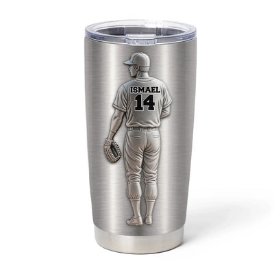 Hit A Home Run - Personalized Tumbler, Custom Baseball Player Name & Number, Gift For Baseball Lovers