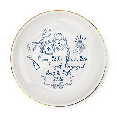 The Day We Got Married - Personalized Jewelry Dish, Custom Name & Date Engagement Ring Dish