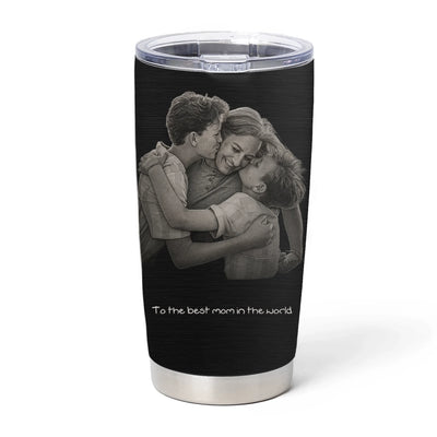 To The Best Mom In The World - Personalized Tumbler, Custom Portrait From Photo, Gift For Mom, Grandma, Family Custom Photo Gift