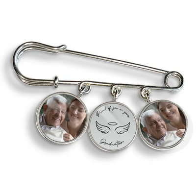 With You On Your Graduation & Always - Personalized Lapel Pin, Custom Gift With Photo Charms, Memorial Graduation Gift