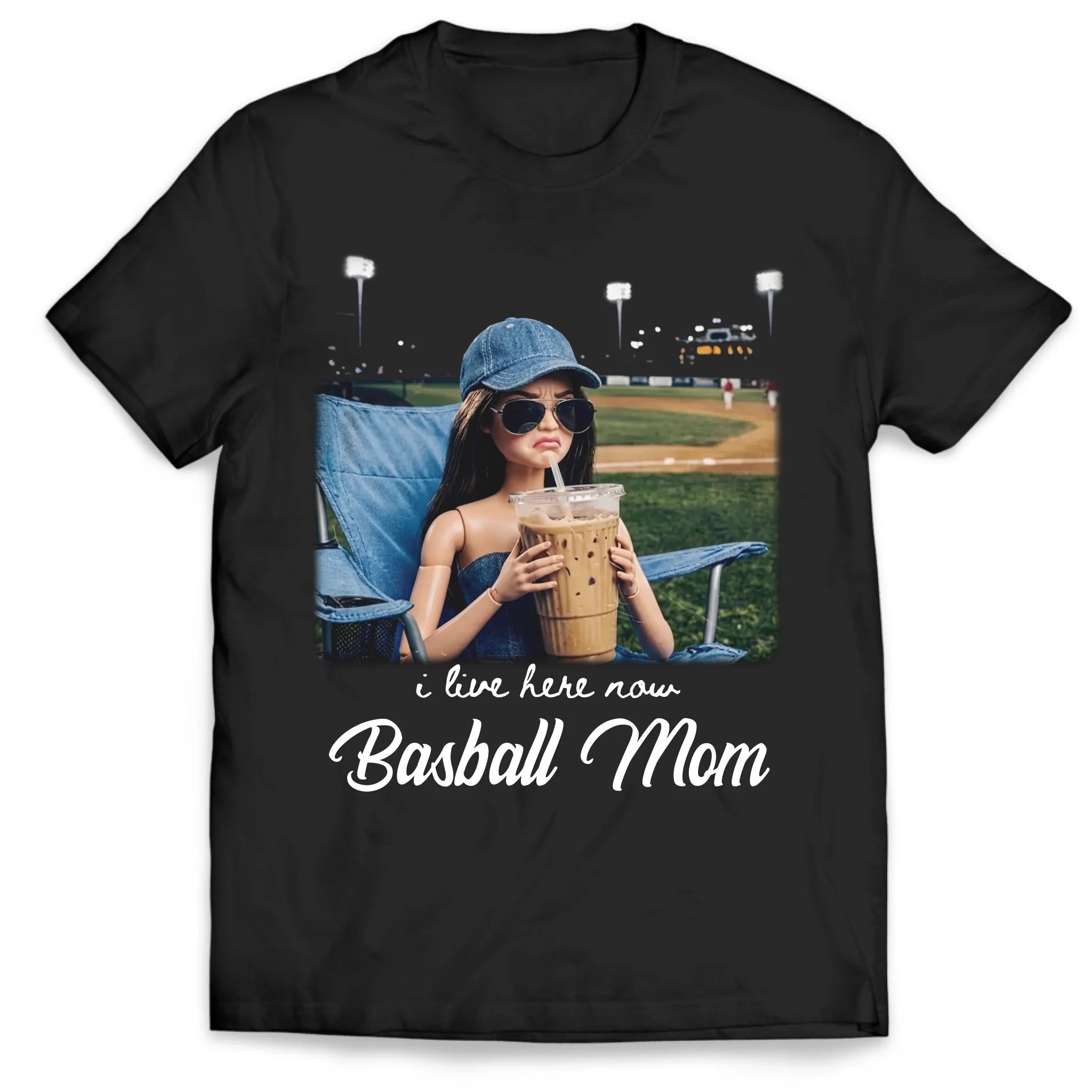 Retro I Live Here Now - Personalized T-Shirt, Doll Funny Ballfield, Baseball Barbie T-Shirt, Baseball Mom Gift