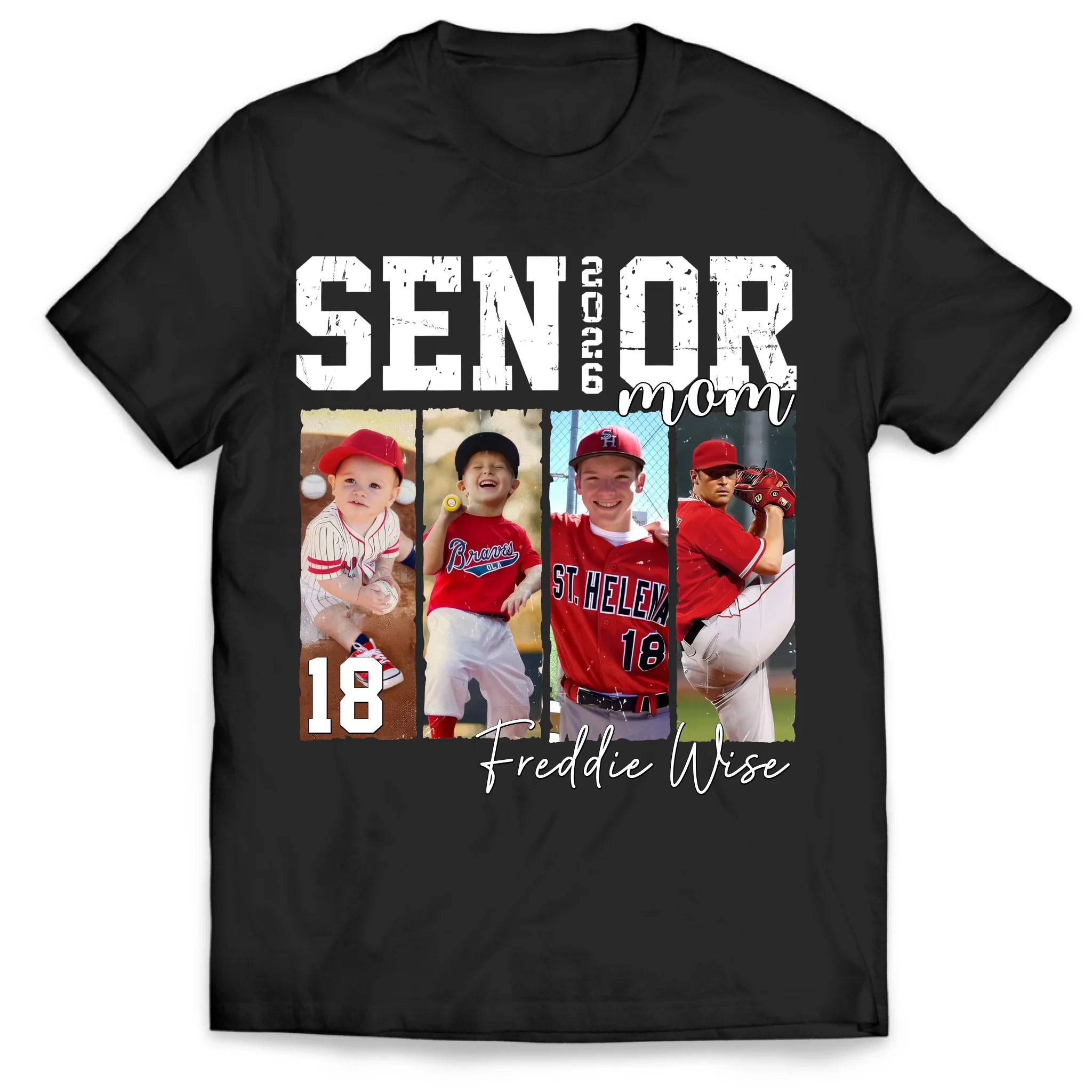 2026 Baseball Senior Mom - Personalized T-Shirt, Baseball Player Custom Photo Shirt, Baseball Mom Shirt