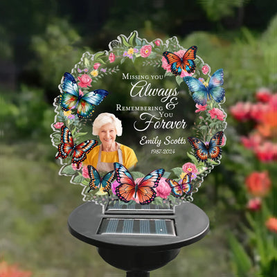 Missing You Always & Remembering You Forever - Personalized Solar Light, Memorial Gift - CF-SL165