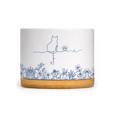 Home Is Where Our Cats Are - Personalized Plant Pot, Gift For Cat Lover, Cat In Toile De Jouy Flower, Cat Parent Gift