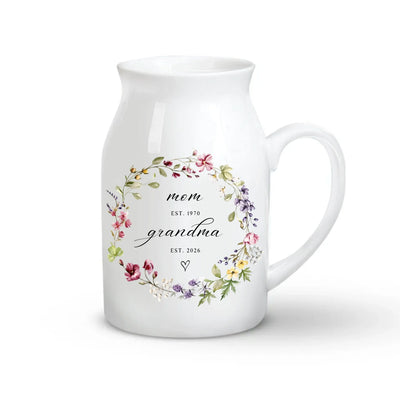 From Mom To Grandma, A Love That Grows Forever - Personalized Flower Vase, Gift For Mom & Grandma, Heartfelt Gift For Mother's Day