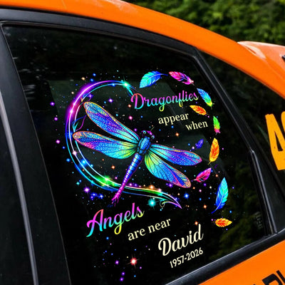Dragonfly Forever Loved My Guardian Angel - Personalized Decal, In Loving Memory Loss Of Loved One, Memorial Decal
