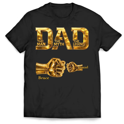 The Legend Dad & Kids Fist Bump - Personalized T-Shirt, Gift For Dad, Father's Day Gift, Dad Fist Bump Custom Names Shirt