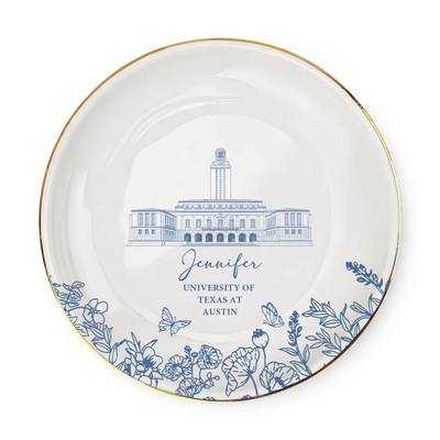 Where Dreams Bloom University College Portrait - Personalized Jewelry Dish, Graduation Gift for Her, Class Of 2026 Gift for Friends, Grad Gift for Daughter