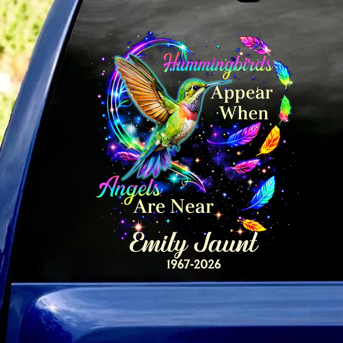 Hummingbirds Appear When Angels Are Near - Personalized Decal, Memorial Gift For Loss Of Loved One, In Loving Memory, Sympathy Gift