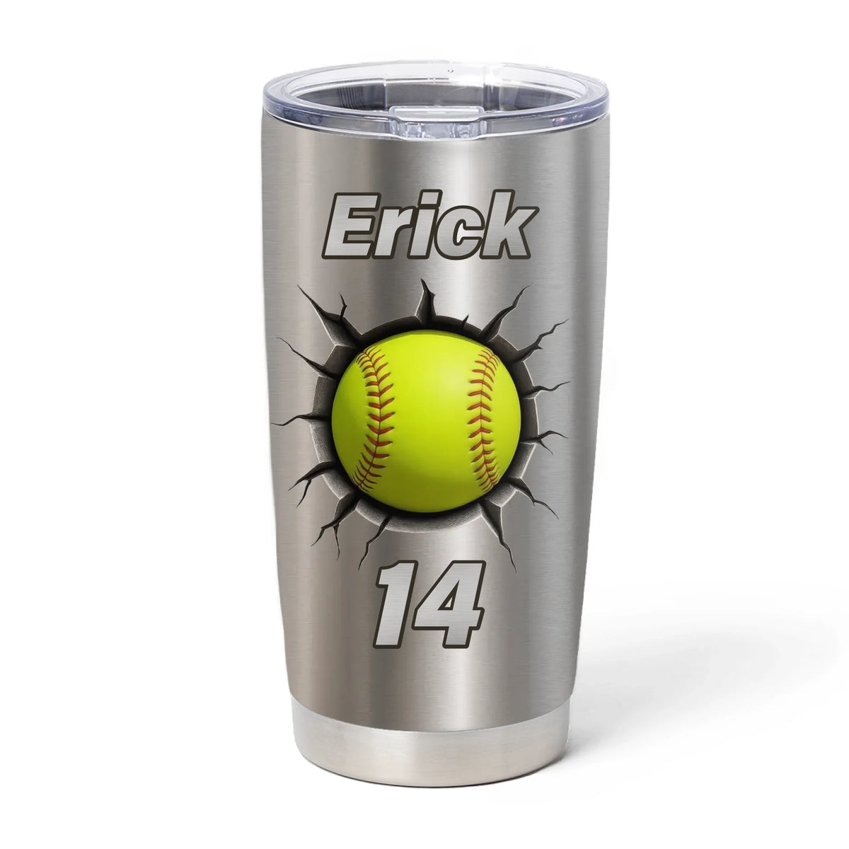 Baseball Built to Break Boundaries - Personalized Tumbler, Custom Name &amp; Number Baseball Gift, Softball Gift
