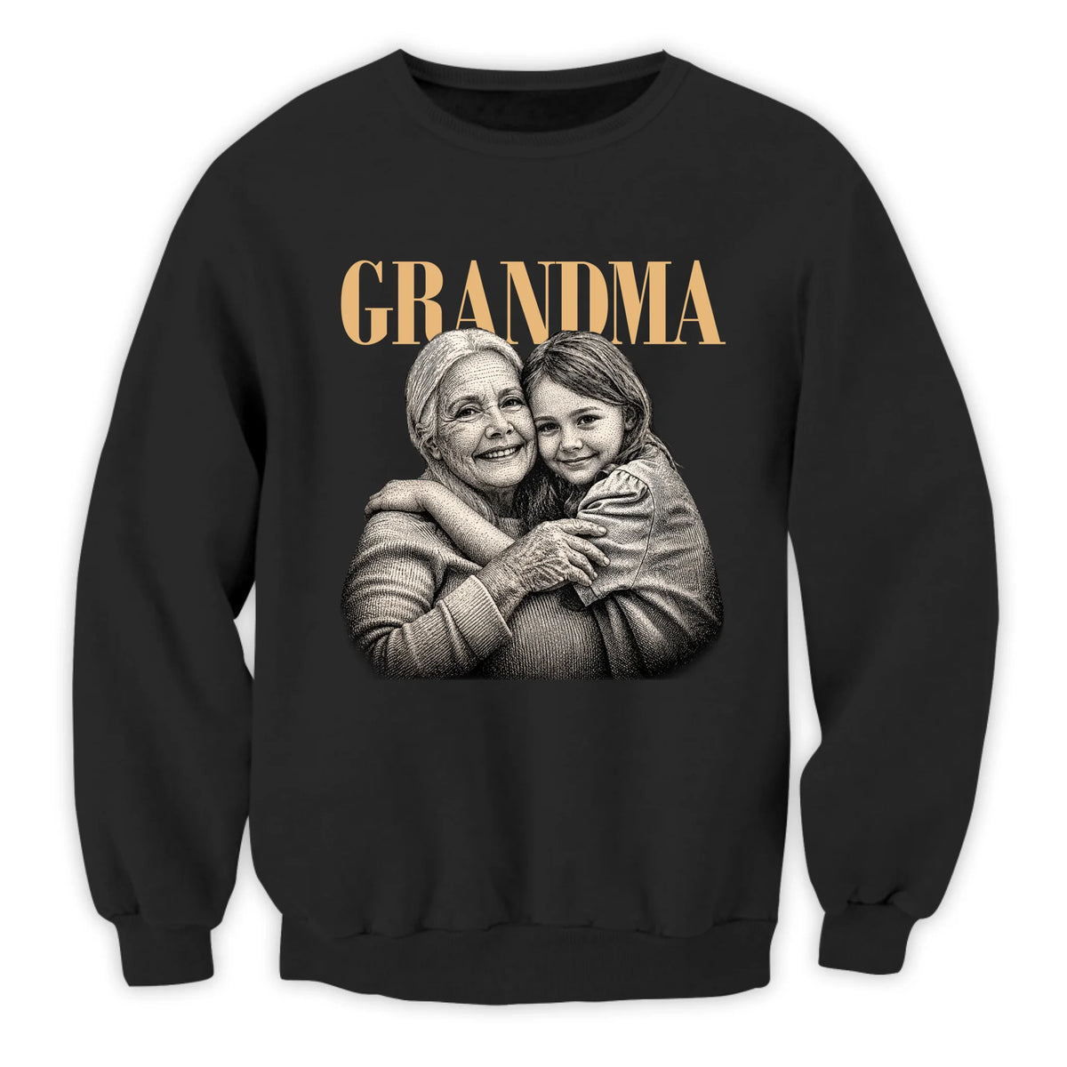 Raised With Love - Personalized T-Shirt, Drawing Portrait From Photo, Gift For Grandma, Mom, mother's Day Gift