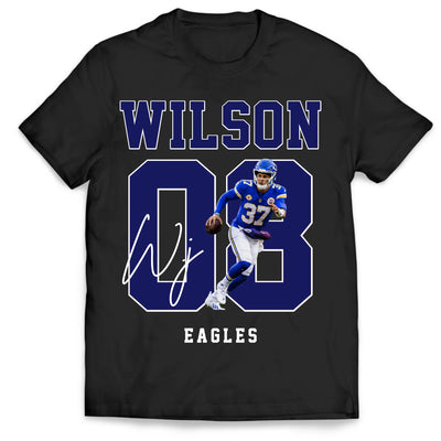 Football Player Name & Number - Personalized T-Shirt, Gift For Football Player, Football Lover Gift With Custom Photo, Name