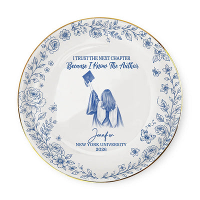 Dreams Earned, Goals Achieved - Personalized Jewelry Dish, Graduation Gift Blue Toile De Jouy Style, Drawing Portrait From Photo