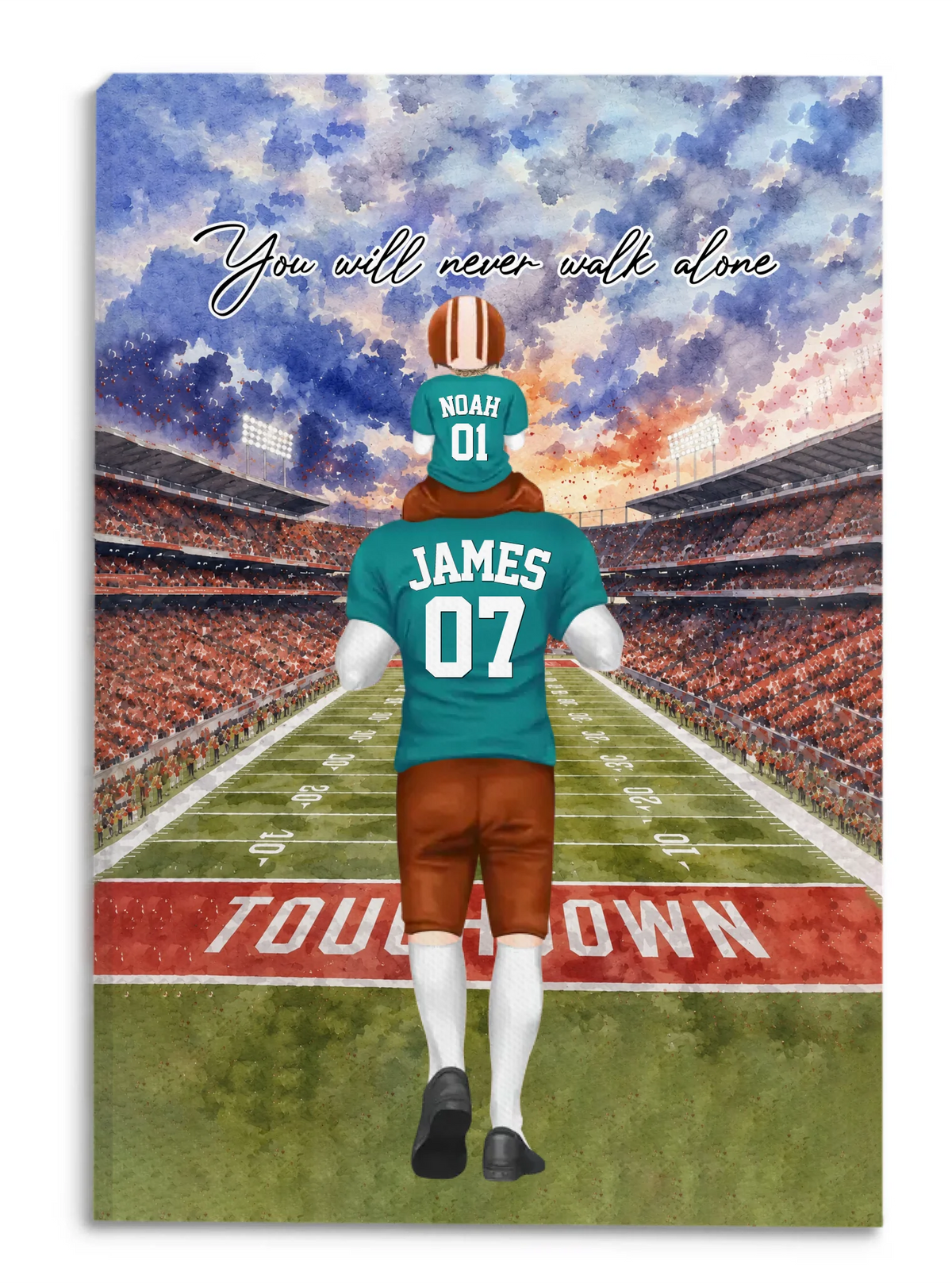 You Will Never Walk Alone - Personalized Canvas, Gift For Football Dad, Football Dad Gift Canvas, Father Daughter Gift, Father Son Gift, Gift for Grandad