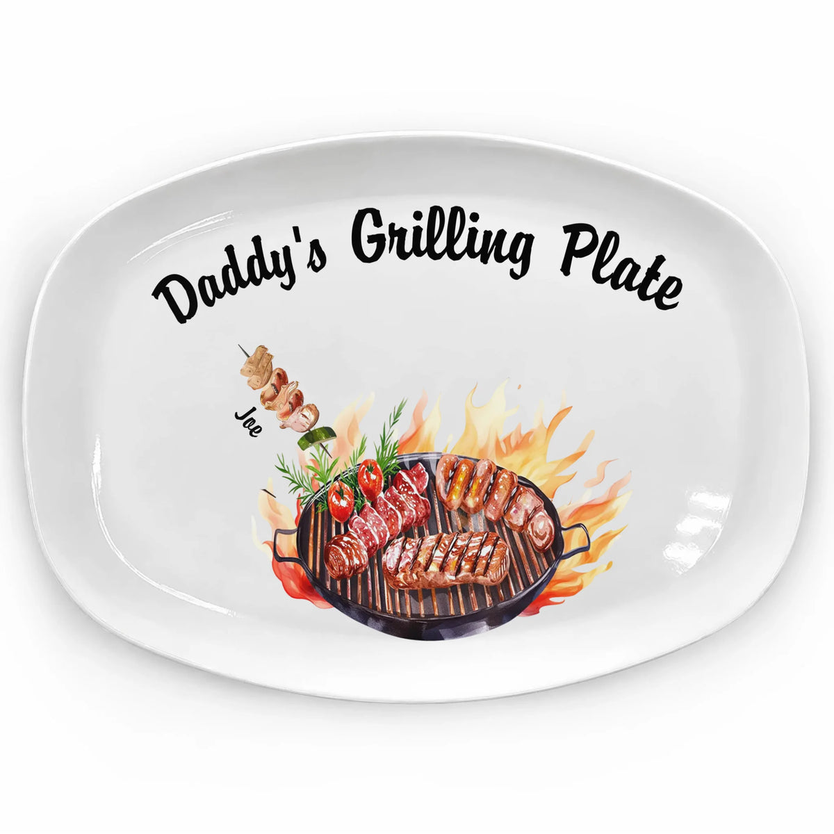 Papa’s Grilling Plate - Personalized Platter, Gift For Dad, Father’s Day Gifts, Custom BBQ Grilling, Grill Plate Gift From Kids, Gifts For Grandpa