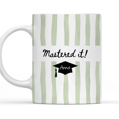Mastered It, Earned It, Celebrated It - Personalized Mug, Master Graduation Mug, Stripe Class of 2026 Grad Gift