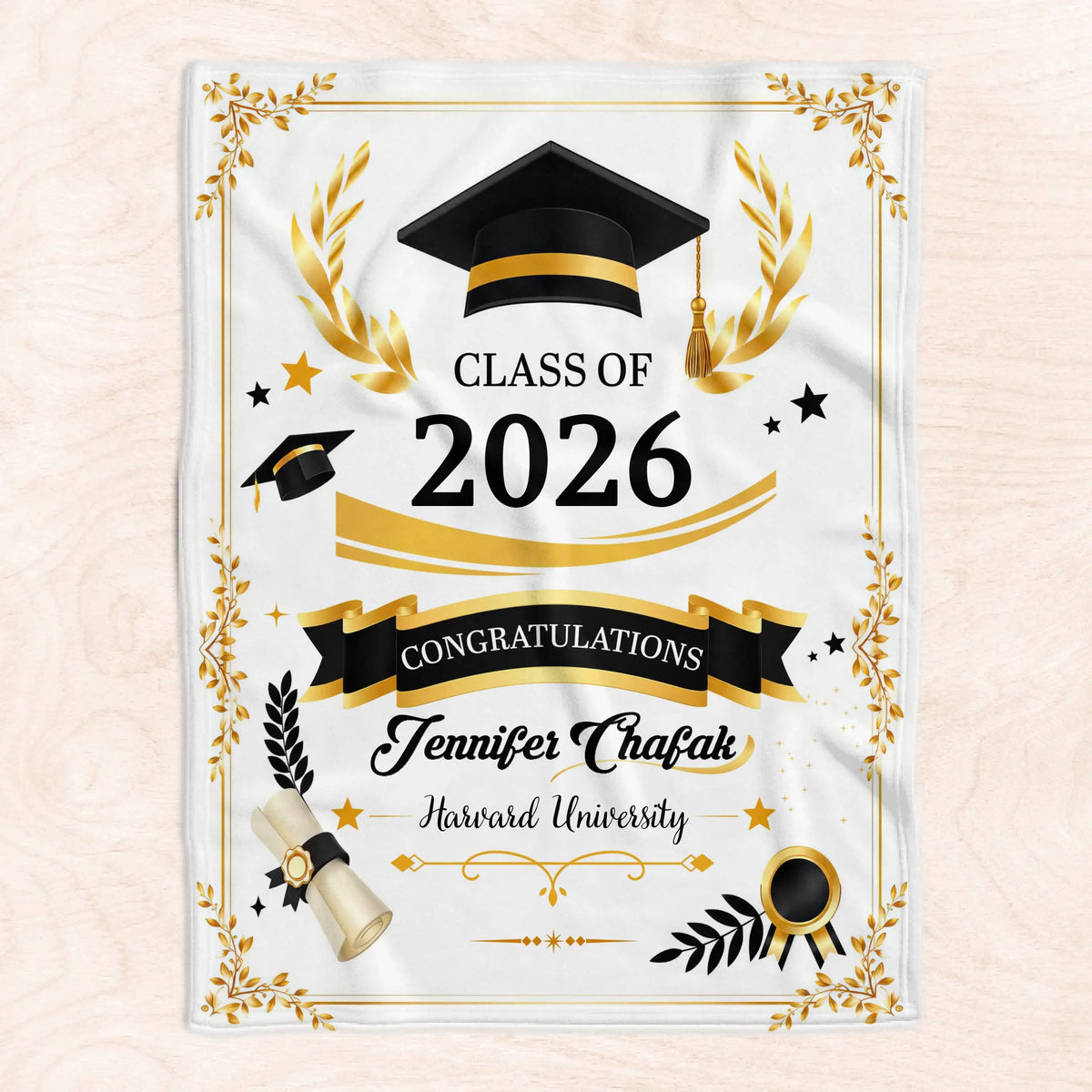 Finally You Did It - Personalized Blanket, Graduation Gift, Class Of 2026, Graduation Blanket