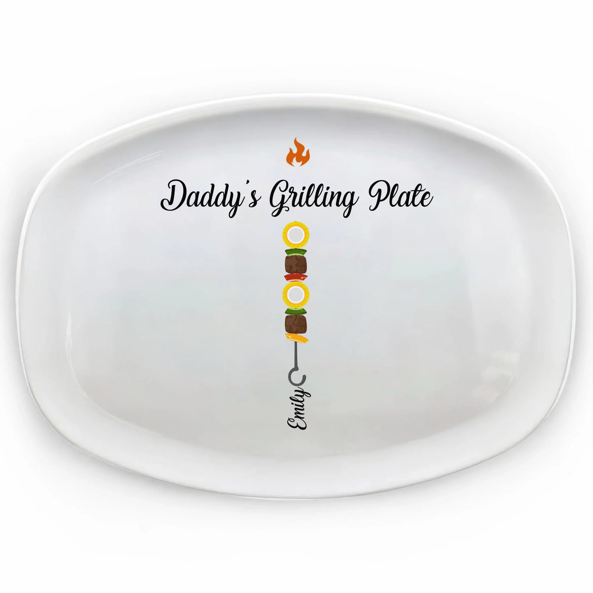 Skewers Daddy's Grilling Plate with Kids Name - Personalized Grill Platter, Gift for Dad/Father/Grandpa - PL04