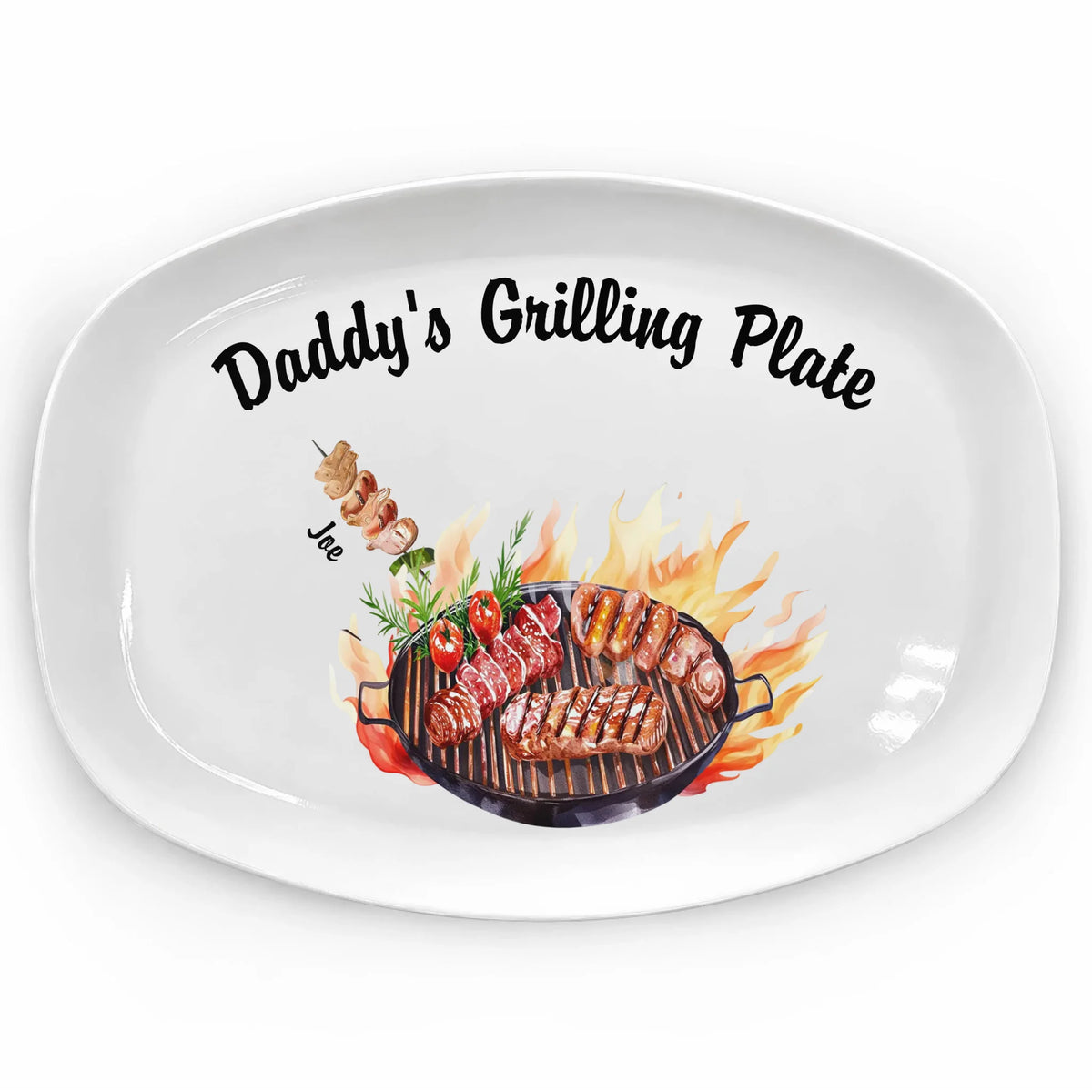 Papa’s Grilling Plate - Personalized Platter, Gift For Dad, Father’s Day Gifts, Custom BBQ Grilling, Grill Plate Gift From Kids, Gifts For Grandpa