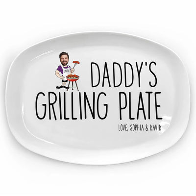 Daddy’s Grilling Plate Backyard BBQ - Personalized Platter, Gift For Dad, Daddy's BBQ Plate, Father's Day Gift, Gift For Dad, Gift For Him