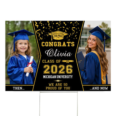 From Tiny Dreams To Graduation Day - Personalized Yard Sign, Graduation Gift, Class Of 2026, Graduation Yard Sign