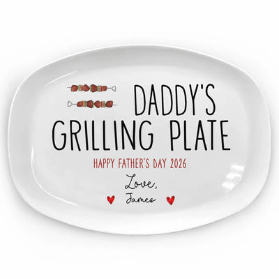 King Of The Grill - Personalized Platter, Grilling Gift for Dad/Grandpa, Father's Day Gift